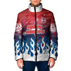 Personalized Sydney Roosters Padded Jacket Y2K Grunge Aesthetic With Cyber Flames and Starburst Graphics
