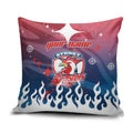 Personalized Sydney Roosters Pillow Cover Y2K Grunge Aesthetic With Cyber Flames and Starburst Graphics