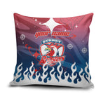 Personalized Sydney Roosters Pillow Cover Y2K Grunge Aesthetic With Cyber Flames and Starburst Graphics
