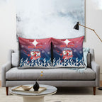 Personalized Sydney Roosters Pillow Cover Y2K Grunge Aesthetic With Cyber Flames and Starburst Graphics