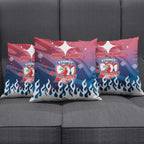 Personalized Sydney Roosters Pillow Cover Y2K Grunge Aesthetic With Cyber Flames and Starburst Graphics