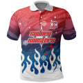 Personalized Sydney Roosters Polo Shirt Y2K Grunge Aesthetic With Cyber Flames and Starburst Graphics