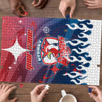 Personalized Sydney Roosters Puzzle Y2K Grunge Aesthetic With Cyber Flames and Starburst Graphics