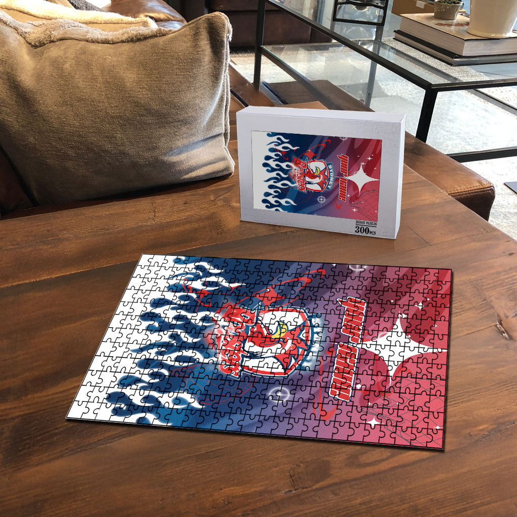 Personalized Sydney Roosters Puzzle Y2K Grunge Aesthetic With Cyber Flames and Starburst Graphics