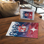 Personalized Sydney Roosters Puzzle Y2K Grunge Aesthetic With Cyber Flames and Starburst Graphics