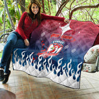 Personalized Sydney Roosters Quilt Y2K Grunge Aesthetic With Cyber Flames and Starburst Graphics
