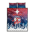 Personalized Sydney Roosters Quilt Bed Set Y2K Grunge Aesthetic With Cyber Flames and Starburst Graphics