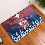 Personalized Sydney Roosters Rubber Doormat Y2K Grunge Aesthetic With Cyber Flames and Starburst Graphics