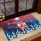 Personalized Sydney Roosters Rubber Doormat Y2K Grunge Aesthetic With Cyber Flames and Starburst Graphics