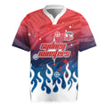 Personalized Sydney Roosters Rugby Jersey Y2K Grunge Aesthetic With Cyber Flames and Starburst Graphics