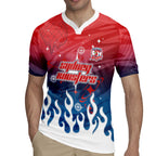 Personalized Sydney Roosters Rugby Jersey Y2K Grunge Aesthetic With Cyber Flames and Starburst Graphics