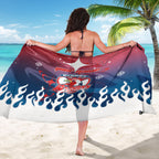 Personalized Sydney Roosters Sarong Y2K Grunge Aesthetic With Cyber Flames and Starburst Graphics