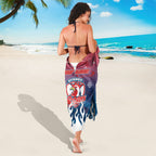 Personalized Sydney Roosters Sarong Y2K Grunge Aesthetic With Cyber Flames and Starburst Graphics