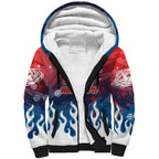Personalized Sydney Roosters Sherpa Hoodie Y2K Grunge Aesthetic With Cyber Flames and Starburst Graphics
