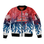 Personalized Sydney Roosters Sleeve Zip Bomber Jacket Y2K Grunge Aesthetic With Cyber Flames and Starburst Graphics