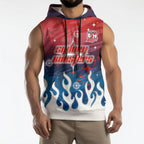 Personalized Sydney Roosters Sleeveless Hoodie Y2K Grunge Aesthetic With Cyber Flames and Starburst Graphics