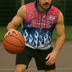 Personalized Sydney Roosters Sleeveless Zip Hoodie Y2K Grunge Aesthetic With Cyber Flames and Starburst Graphics