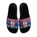 Personalized Sydney Roosters Slide Sandals Y2K Grunge Aesthetic With Cyber Flames and Starburst Graphics