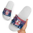 Personalized Sydney Roosters Slide Sandals Y2K Grunge Aesthetic With Cyber Flames and Starburst Graphics