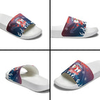 Personalized Sydney Roosters Slide Sandals Y2K Grunge Aesthetic With Cyber Flames and Starburst Graphics