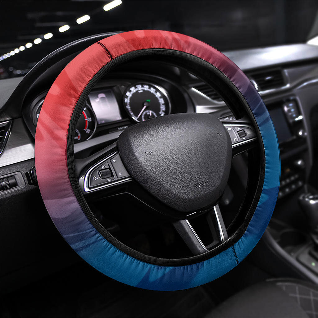 Sydney Roosters Steering Wheel Cover Y2K Grunge Aesthetic With Cyber Flames and Starburst Graphics