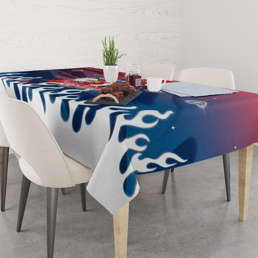 Personalized Sydney Roosters Tablecloth Y2K Grunge Aesthetic With Cyber Flames and Starburst Graphics