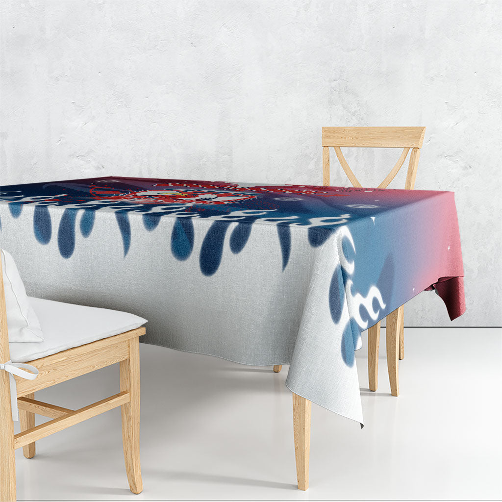 Personalized Sydney Roosters Tablecloth Y2K Grunge Aesthetic With Cyber Flames and Starburst Graphics