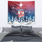 Personalized Sydney Roosters Tapestry Y2K Grunge Aesthetic With Cyber Flames and Starburst Graphics
