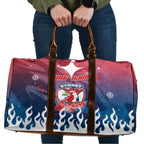 Personalized Sydney Roosters Travel Bag Y2K Grunge Aesthetic With Cyber Flames and Starburst Graphics