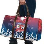 Personalized Sydney Roosters Travel Bag Y2K Grunge Aesthetic With Cyber Flames and Starburst Graphics