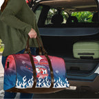 Personalized Sydney Roosters Travel Bag Y2K Grunge Aesthetic With Cyber Flames and Starburst Graphics