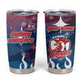 Personalized Sydney Roosters Tumbler Cup Y2K Grunge Aesthetic With Cyber Flames and Starburst Graphics