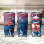 Personalized Sydney Roosters Tumbler Cup Y2K Grunge Aesthetic With Cyber Flames and Starburst Graphics