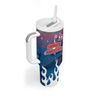 Personalized Sydney Roosters Tumbler With Handle Y2K Grunge Aesthetic With Cyber Flames and Starburst Graphics