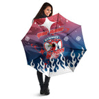 Personalized Sydney Roosters Umbrella Y2K Grunge Aesthetic With Cyber Flames and Starburst Graphics