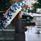Personalized Sydney Roosters Umbrella Y2K Grunge Aesthetic With Cyber Flames and Starburst Graphics