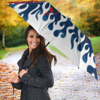 Personalized Sydney Roosters Umbrella Y2K Grunge Aesthetic With Cyber Flames and Starburst Graphics