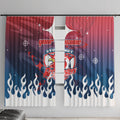Personalized Sydney Roosters Window Curtain Y2K Grunge Aesthetic With Cyber Flames and Starburst Graphics