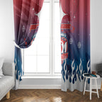 Personalized Sydney Roosters Window Curtain Y2K Grunge Aesthetic With Cyber Flames and Starburst Graphics