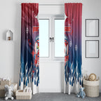 Personalized Sydney Roosters Window Curtain Y2K Grunge Aesthetic With Cyber Flames and Starburst Graphics