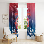 Personalized Sydney Roosters Window Curtain Y2K Grunge Aesthetic With Cyber Flames and Starburst Graphics