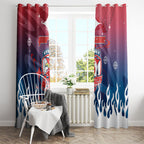 Personalized Sydney Roosters Window Curtain Y2K Grunge Aesthetic With Cyber Flames and Starburst Graphics
