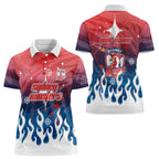 Personalized Sydney Roosters Women Polo Shirt Y2K Grunge Aesthetic With Cyber Flames and Starburst Graphics