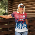 Personalized Sydney Roosters Women Polo Shirt Y2K Grunge Aesthetic With Cyber Flames and Starburst Graphics