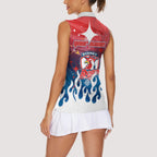 Personalized Sydney Roosters Women Sleeveless Polo Shirt Y2K Grunge Aesthetic With Cyber Flames and Starburst Graphics