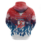 Personalized Sydney Roosters Zip Hoodie Y2K Grunge Aesthetic With Cyber Flames and Starburst Graphics