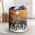 Personalized Wests Tigers Laundry Basket Y2K Grunge Aesthetic With Cyber Flames and Starburst Graphics