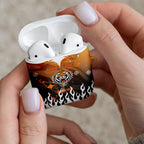Personalized Wests Tigers AirPods Case Y2K Grunge Aesthetic With Cyber Flames and Starburst Graphics