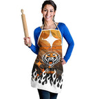 Personalized Wests Tigers Apron Y2K Grunge Aesthetic With Cyber Flames and Starburst Graphics