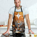 Personalized Wests Tigers Apron Y2K Grunge Aesthetic With Cyber Flames and Starburst Graphics
